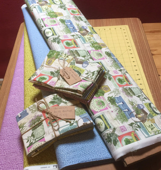 herb fabric bundle, Fat Quarter bundle, herb fabric, quilting fabric, The Quilt Sanctuary