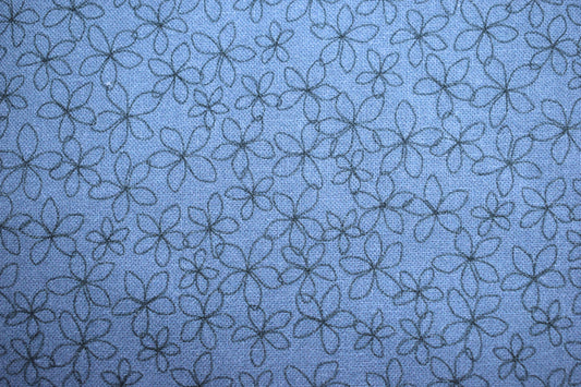 Pale Blue floral fabric, stencil flower Quilting fabric, cotton fabric, blue fabric, Price by the Half Metre The Quilt Sanctuary
