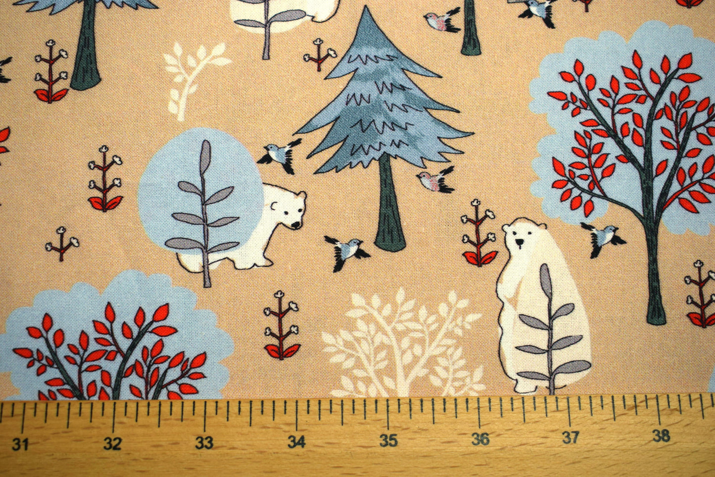 bear fabric, grizzly bear fabric, woodland fabric, quilting fabric, cotton fabric, Price by the Half Metre The Quilt Sanctuary