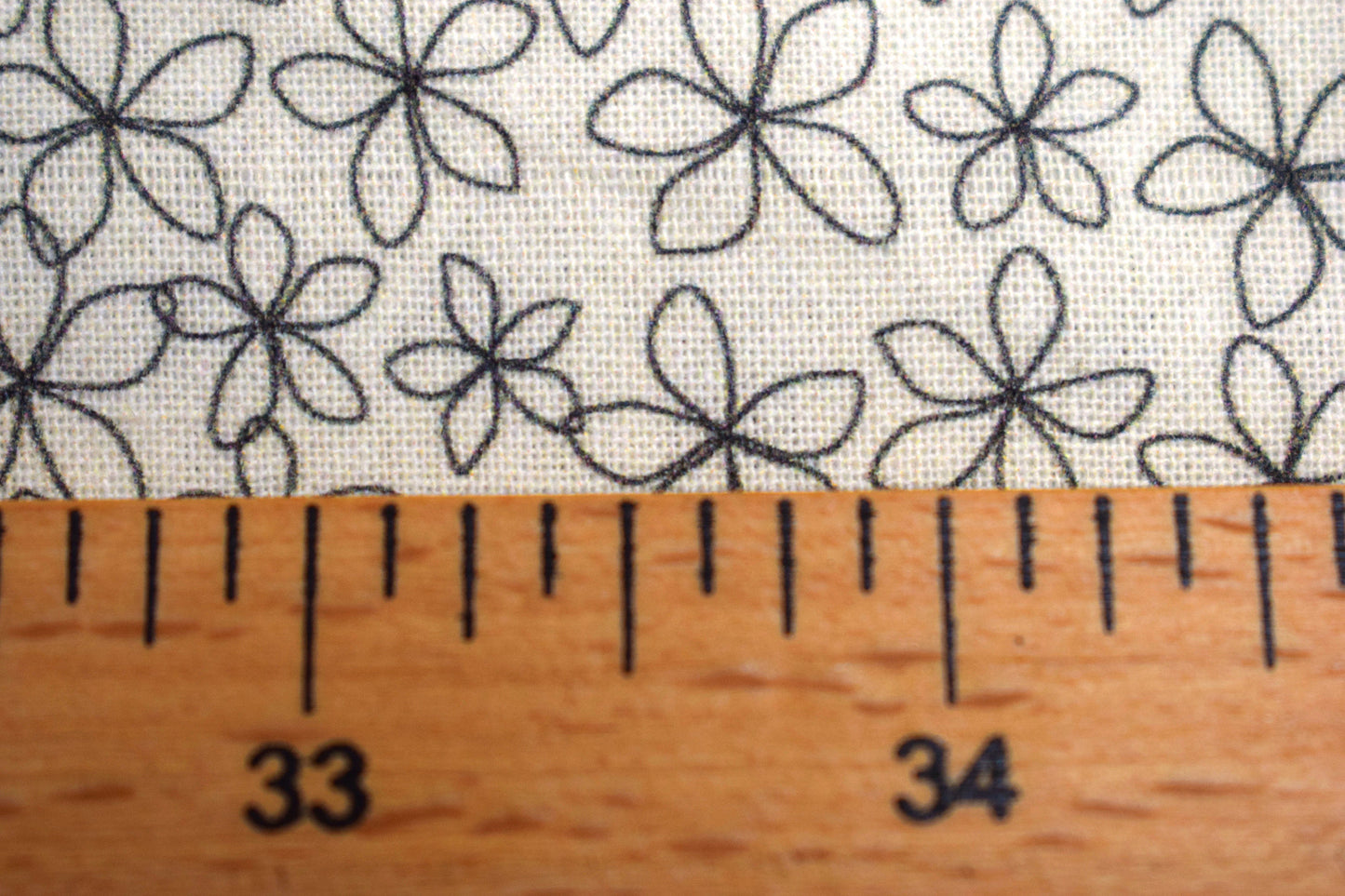 cream floral fabric, stencil flower Quilting fabric, cotton fabric, cream fabric, Price by the Half Metre The Quilt Sanctuary