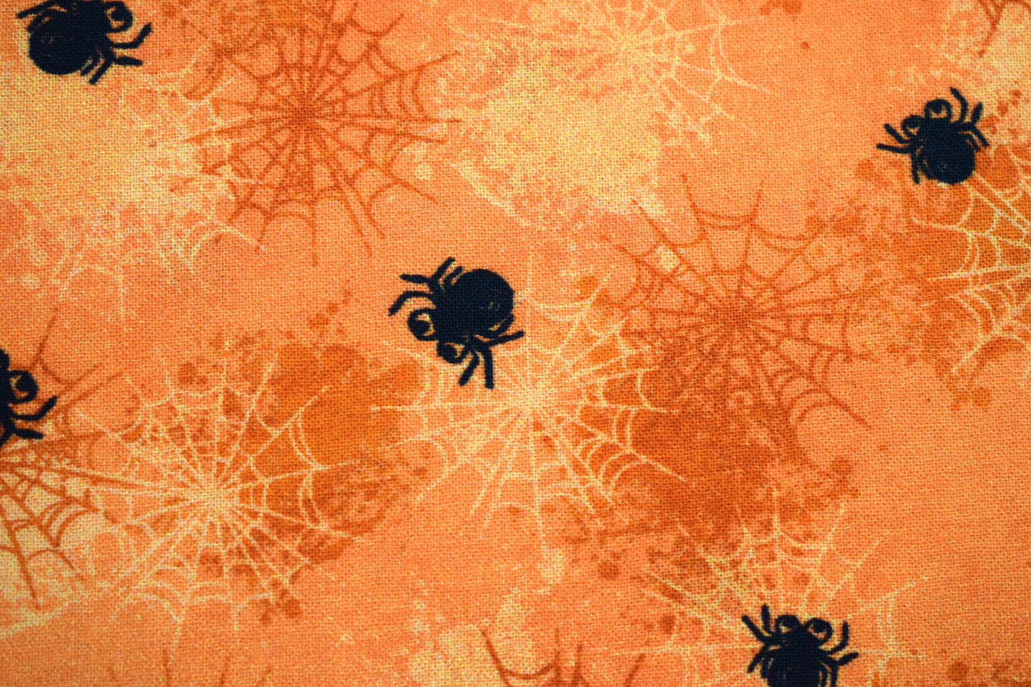 Orange spider fabric, halloween fabric, quilting fabric - Price by the Half Metre The Quilt Sanctuary