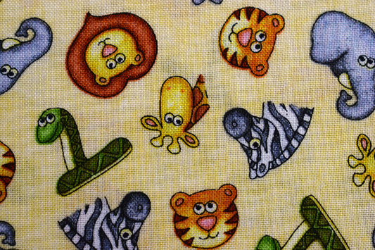 childrens animals fabric, Quilting fabric, cotton fabric, quilting treasures, lion fabric, elephant fabric, Price by the Half Metre The Quilt Sanctuary