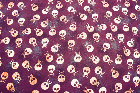 skull fabric, halloween fabric, quilting fabric, skull and crossbones, cotton fabric, cobweb fabric, spooky fabric Price by the Half Metre The Quilt Sanctuary