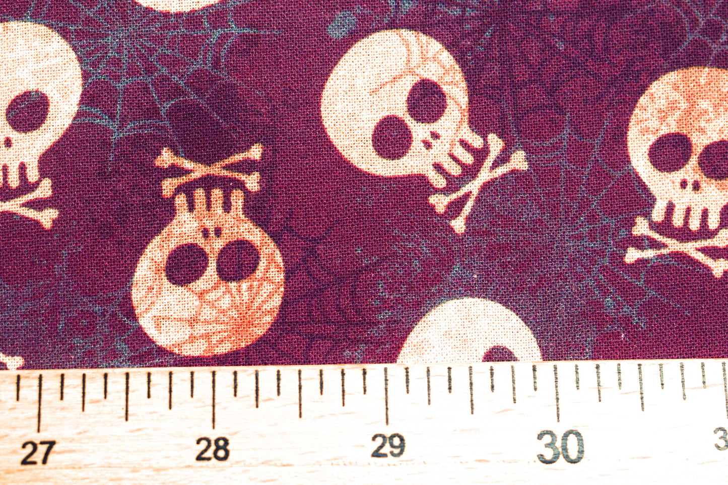 skull fabric, halloween fabric, quilting fabric, skull and crossbones, cotton fabric, cobweb fabric, spooky fabric Price by the Half Metre The Quilt Sanctuary