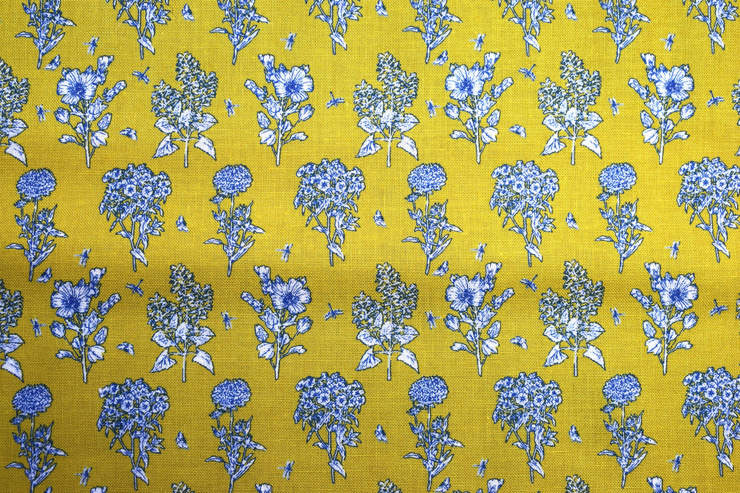 herb fabric , yellow floral fabric, garden fabric, cotton fabric, Price by the Half Metre The Quilt Sanctuary
