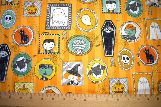 Childrens Halloween fabric, monster fabric, Quilting fabric - Price by the Half Metre The Quilt Sanctuary