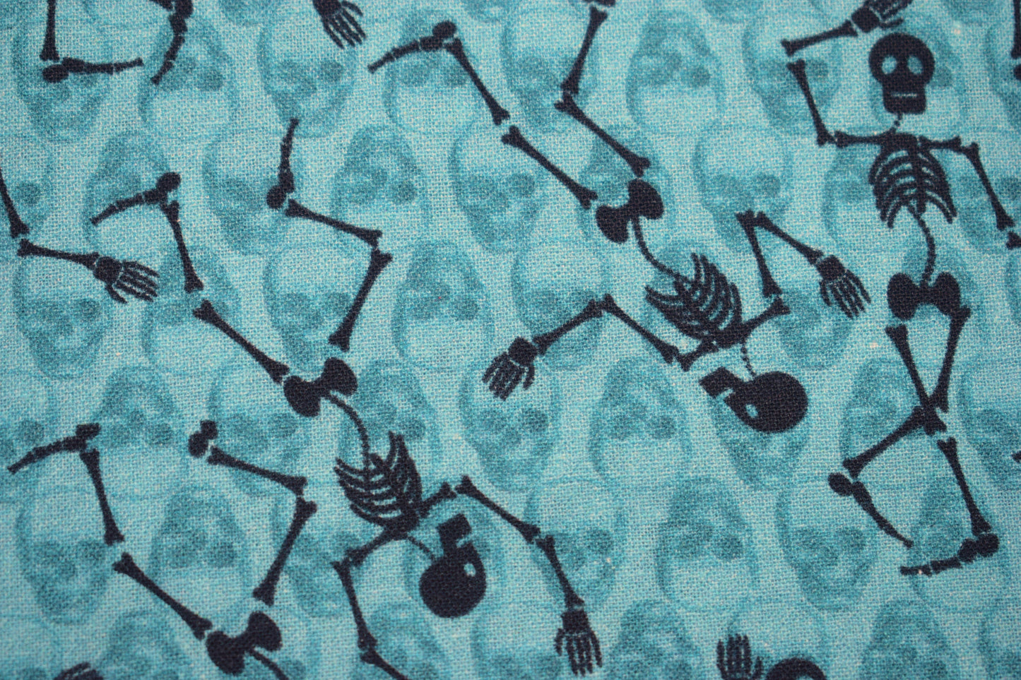 Halloween fabric, dancing skeleton fabric, skull fabric, quilting fabric, childrens fabric, cotton fabric, Price by the Half Metre The Quilt Sanctuary