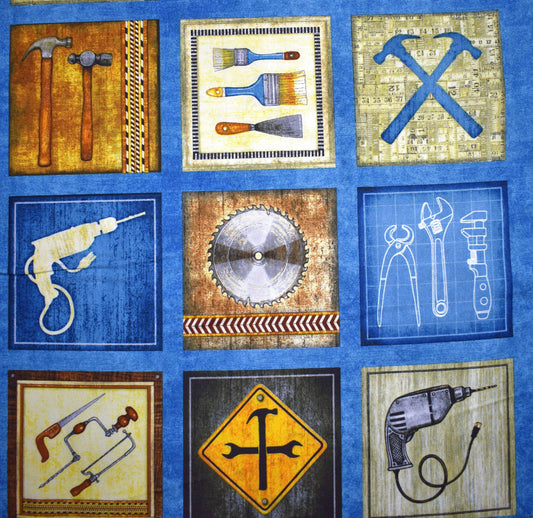 Craftsman Quilting panel, woodworking fabric, quilting treasures fabric panel, mens fabric The Quilt Sanctuary