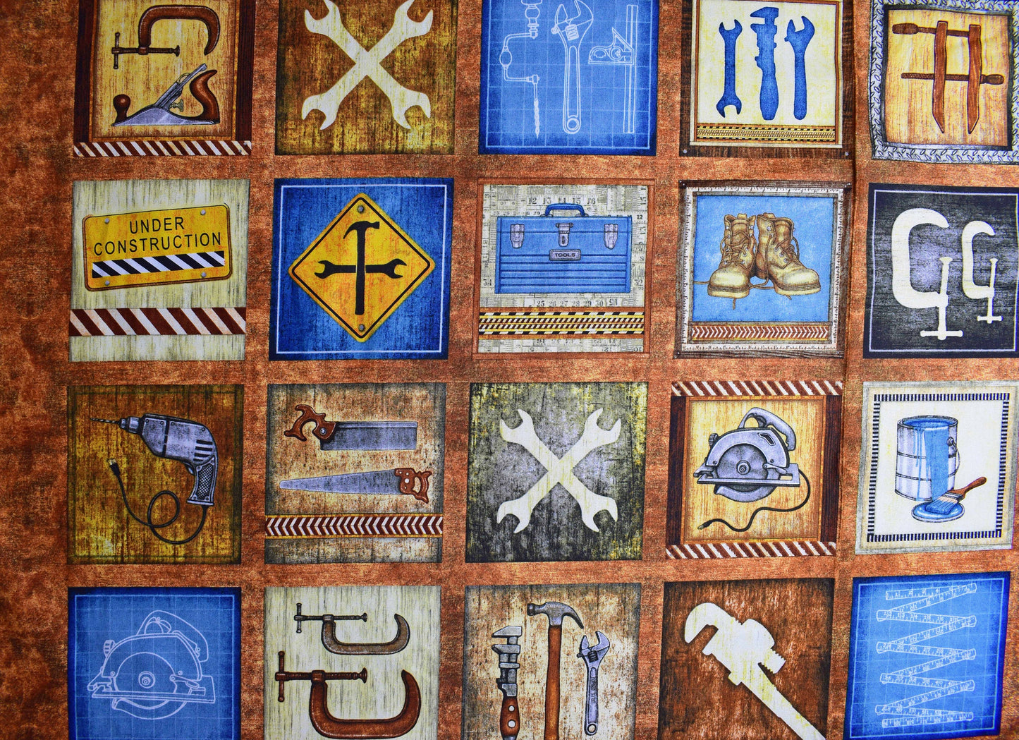 woodwork fabric panel, craftsman quilting panel, quilting treasures fabric panel, mens fabric The Quilt Sanctuary