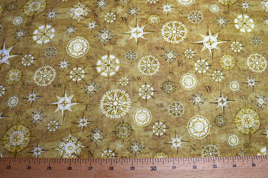 Beige Compass fabric, Quilting fabric, cotton fabric, quilting treasures, wanderlust fabric, sailing fabric Price by the Half Metre The Quilt Sanctuary