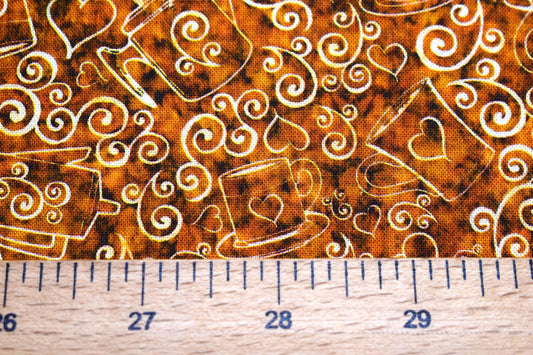 coffee lovers fabric, Quilting fabric, cotton fabric, quilting treasures, cafe all day Price by the Half Metre The Quilt Sanctuary