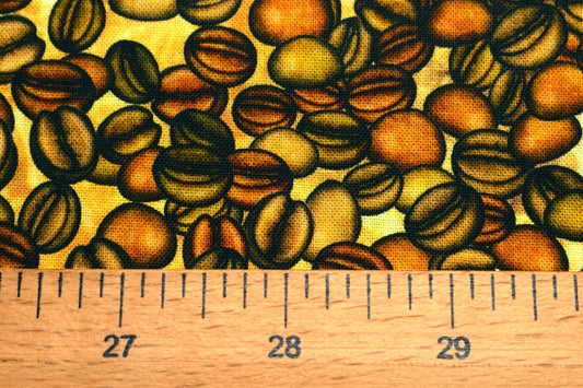 roasted Coffee bean fabric, Quilting fabric, cotton fabric, quilting treasures, cafe all day - Price by the Half Metre The Quilt Sanctuary