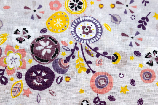 small grey floral Quilting fabric , makower quilting fabric Price by the Half Metre The Quilt Sanctuary