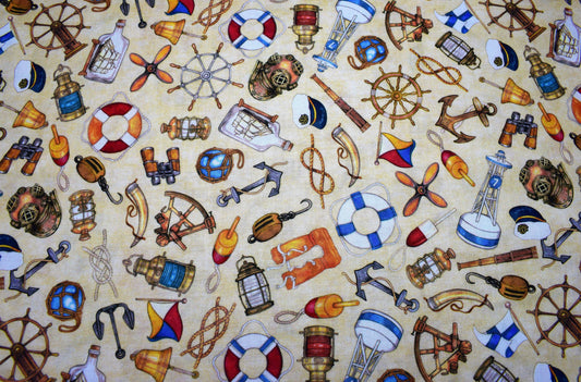 Cream Nautical fabric, Quilting fabric, Smooth Sailing, price by the half metre The Quilt Sanctuary