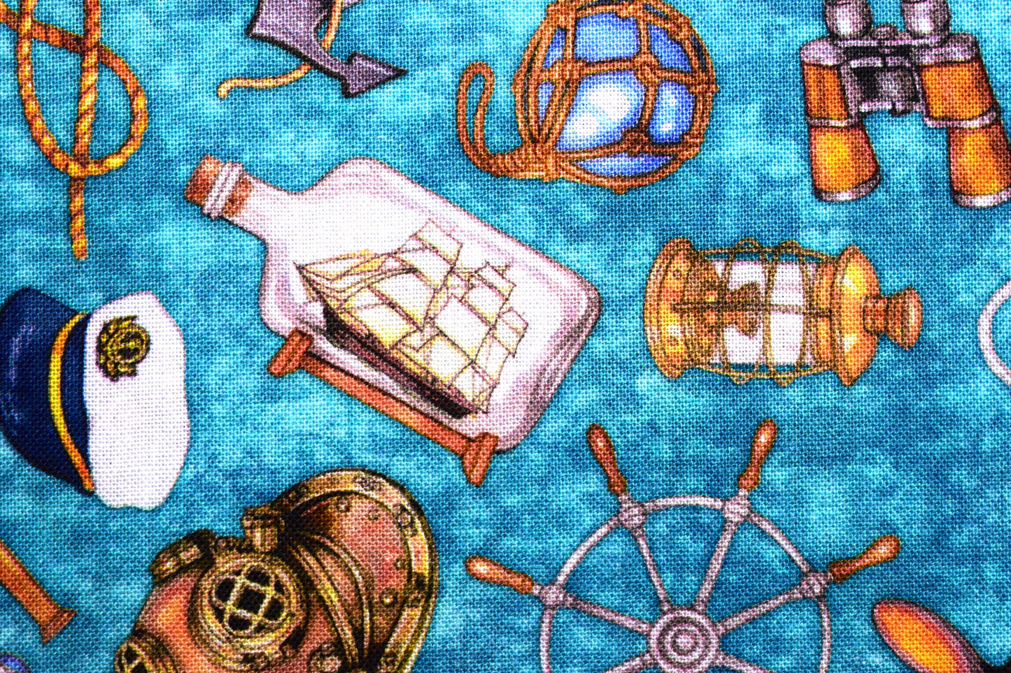 Teal Nautical fabric, Quilting fabric, Smooth Sailing, price by the half metre The Quilt Sanctuary