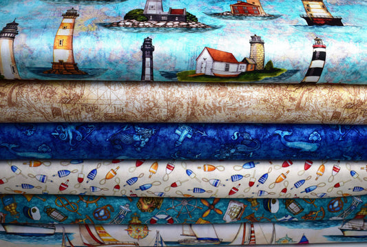 Sailing fabric bundle, fabric collection, Smooth Sailing by Dan Morris The Quilt Sanctuary