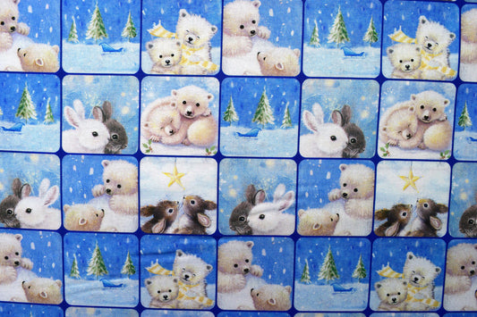 woodland Cuties Checkerboard Fabric, Christmas Quilting fabric, price by the half metre The Quilt Sanctuary