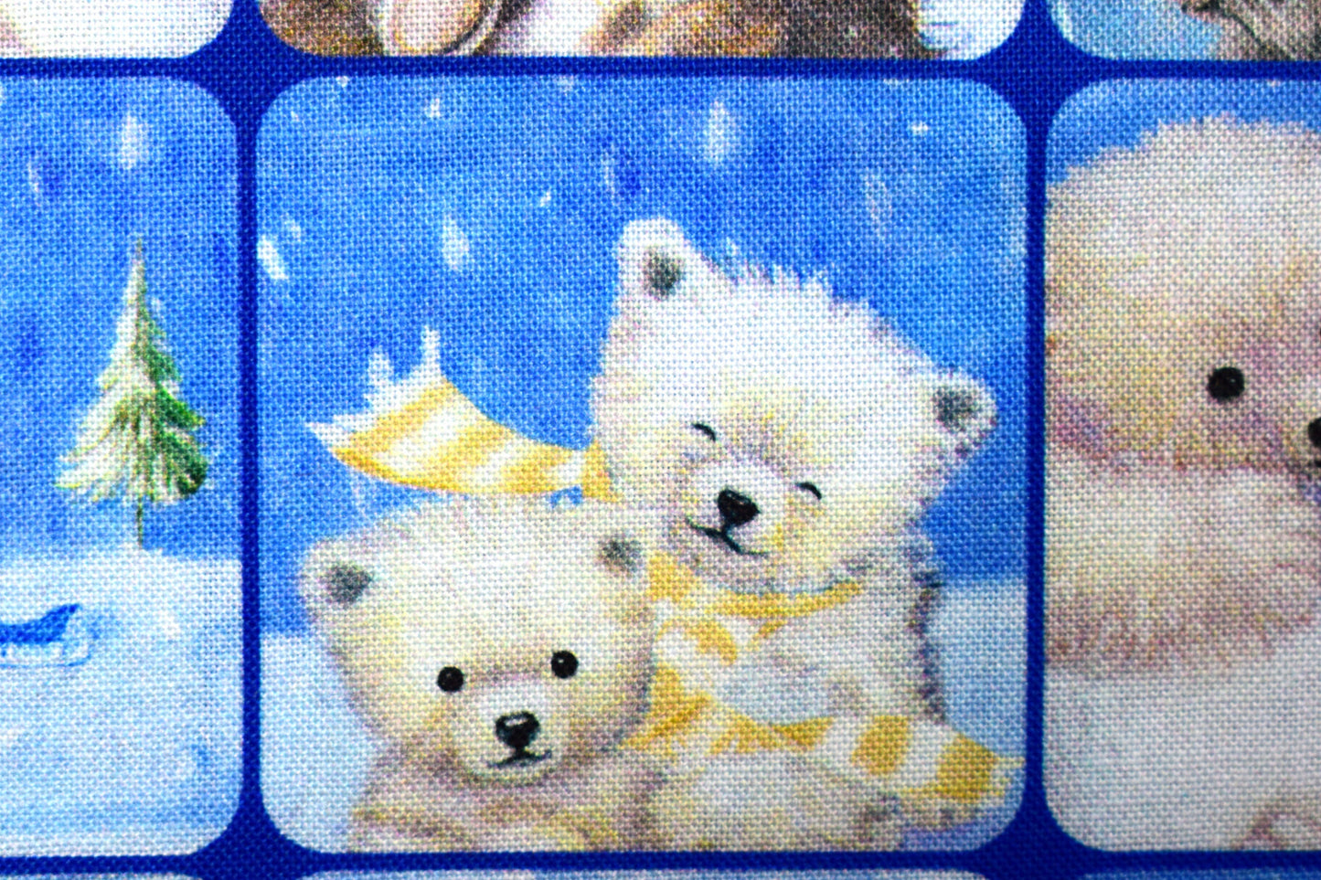 woodland Cuties Checkerboard Fabric, Christmas Quilting fabric, price by the half metre The Quilt Sanctuary