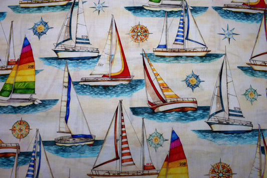 sailing boat fabric, Quilting fabric, Smooth Sailing, price by the half metre The Quilt Sanctuary