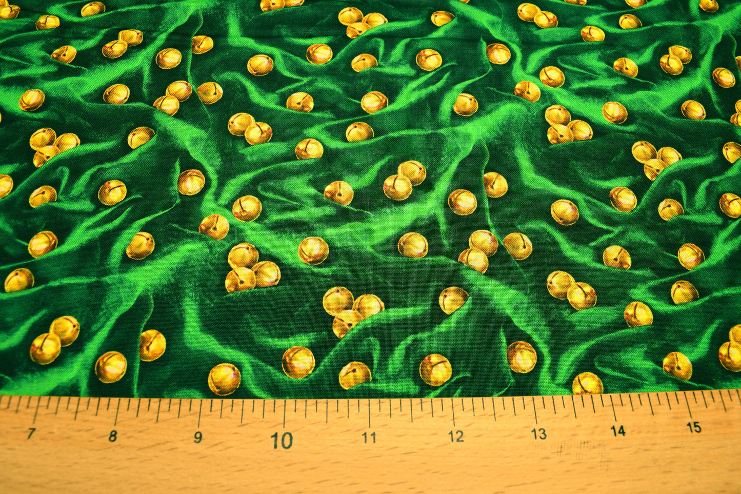 Green Christmas bells fabric, Santa's List, Christmas Quilting fabric, price by the half metre The Quilt Sanctuary