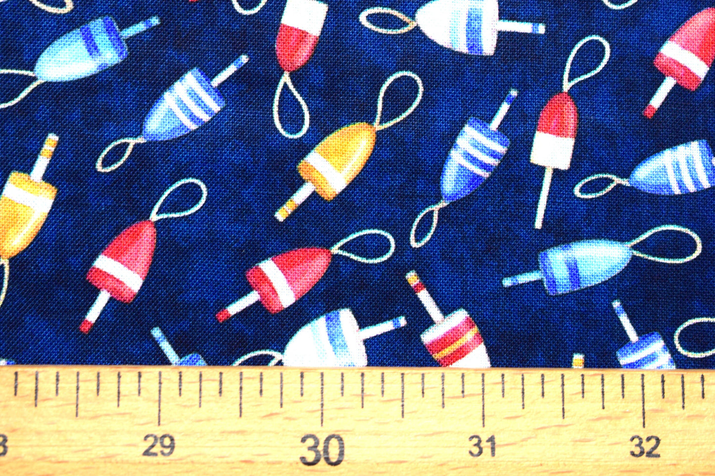 Navy fishing floats fabric, Quilting fabric, Smooth Sailing, price by the half metre The Quilt Sanctuary