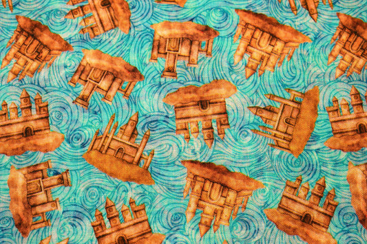 Sandcastle Fabric, Blue Quilting fabric, Sea Serenade, beach theme, price by the half metre The Quilt Sanctuary