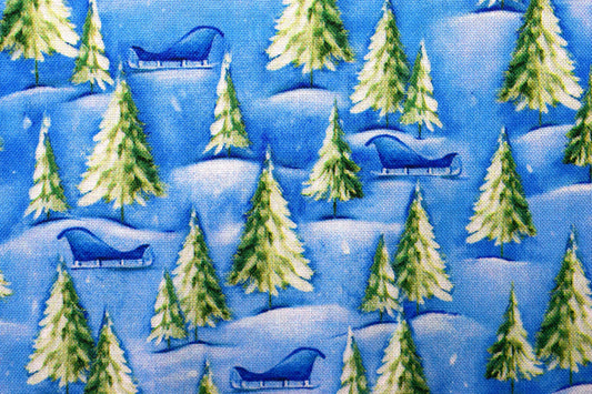 Christmas trees Fabric, Christmas Quilting fabric, Wooldland Cuties, price by the half metre The Quilt Sanctuary