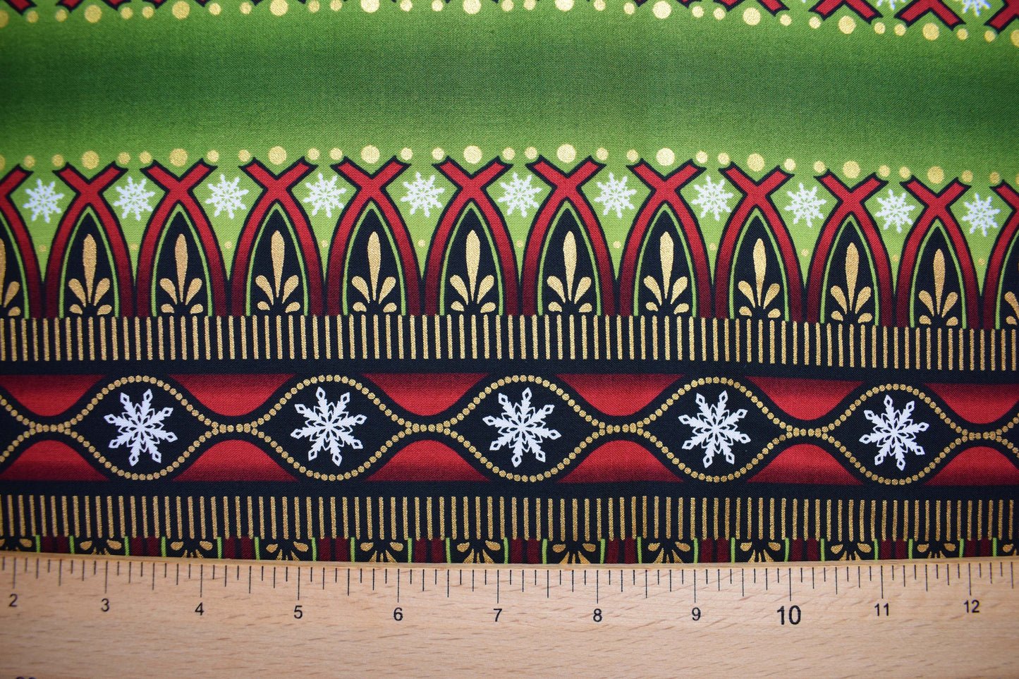 Green border fabric, Celestial Winter Fabric , Quilting fabric, Jason Yenter - Price by the Half Metre The Quilt Sanctuary