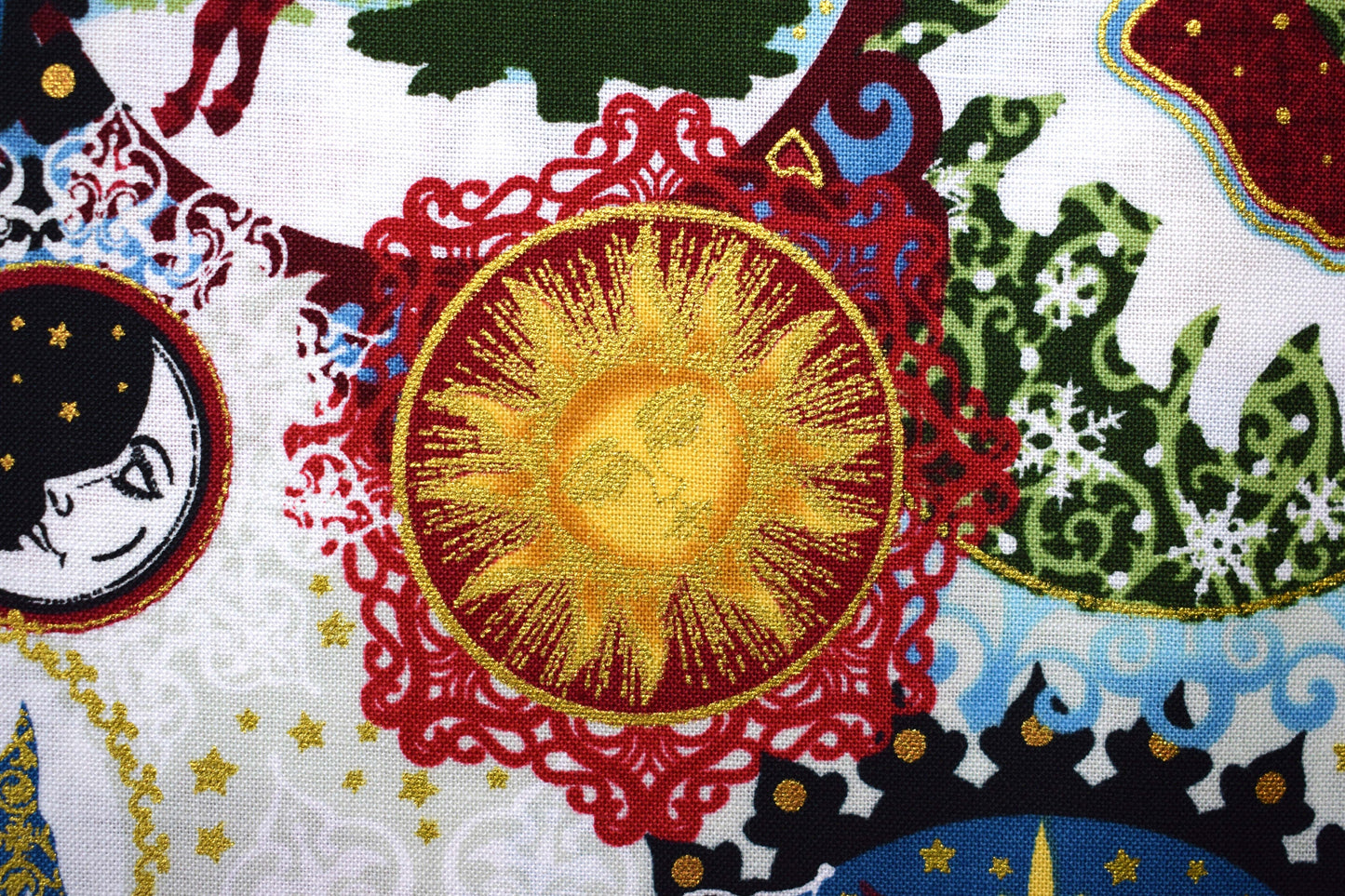 Christmas baubles fabric, Celestial Winter Fabric , Quilting fabric, Jason Yenter - Price by the Half Metre The Quilt Sanctuary