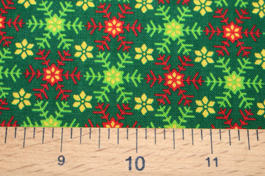 Green snowflake fabric, Santa's List, Christmas Quilting fabric, price by the half metre The Quilt Sanctuary