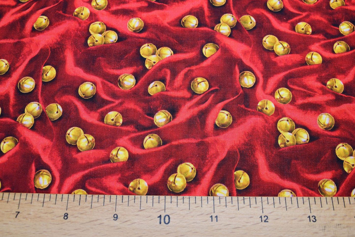 Red Christmas bells fabric, Santa's List, Christmas Quilting fabric, price by the half metre The Quilt Sanctuary