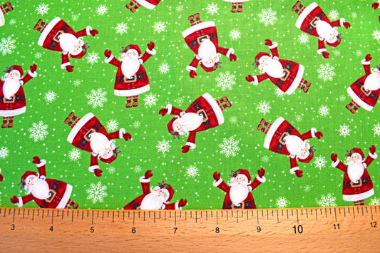 Santa Claus fabric, Quilting fabric, Double decker Xmas Karen tye bentley - Price by the Half Metre The Quilt Sanctuary
