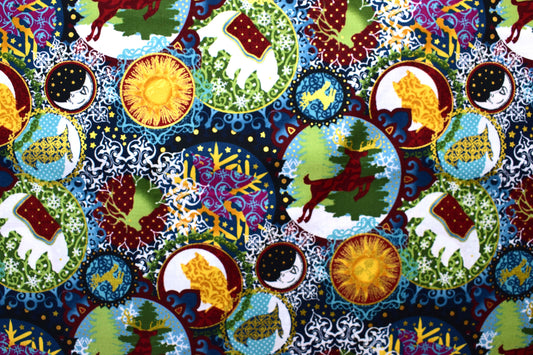 Winter baubles, Celestial Winter Fabric , Quilting fabric, Jason Yenter - Price by the Half Metre The Quilt Sanctuary