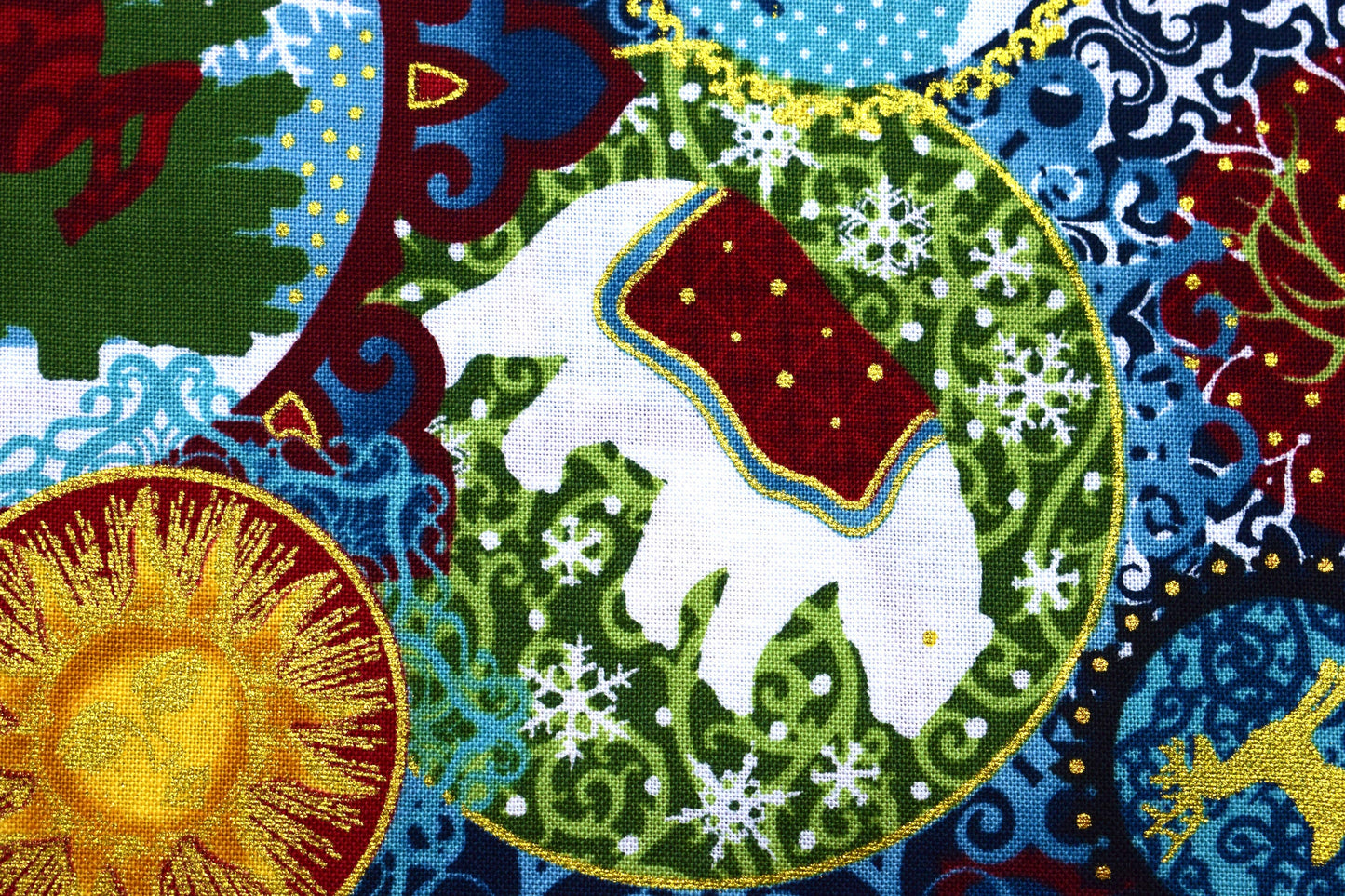 Winter baubles, Celestial Winter Fabric , Quilting fabric, Jason Yenter - Price by the Half Metre The Quilt Sanctuary