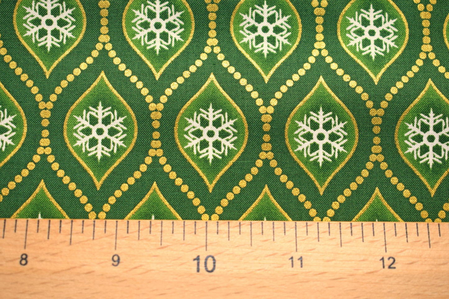 Green geometric fabric, Celestial Winter Fabric , Quilting fabric, Jason Yenter - Price by the Half Metre The Quilt Sanctuary