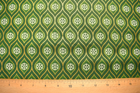 Green geometric fabric, Celestial Winter Fabric , Quilting fabric, Jason Yenter - Price by the Half Metre The Quilt Sanctuary