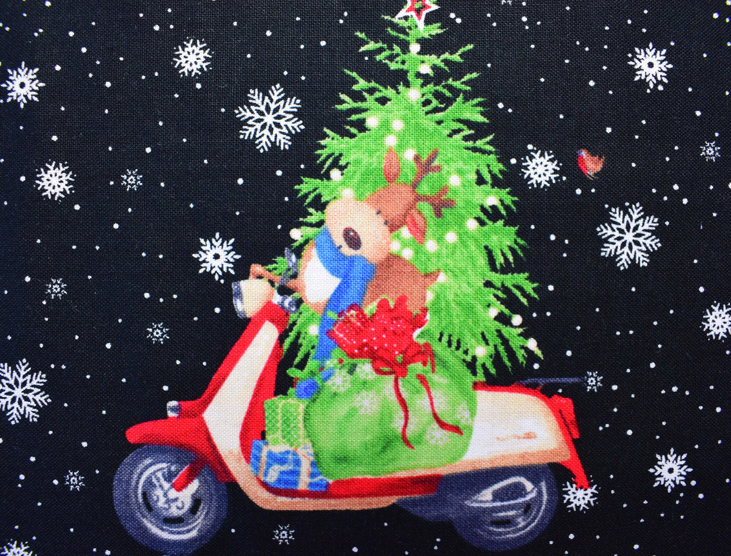 Novelty Christmas fabric panel, quilting panel, Double Decker Xmas, Karen Tye Bentley The Quilt Sanctuary