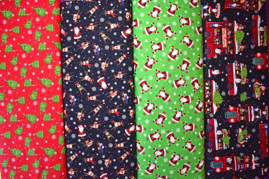 Novelty Christmas fabric collection, quilting fabric bundle, Double Decker Xmas, Karen Tye Bentley The Quilt Sanctuary