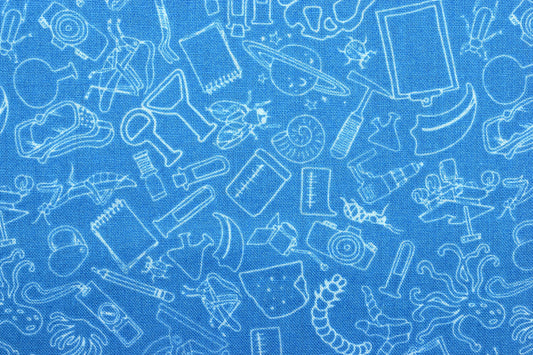 Blue scientific Quilting Fabric, Natural History Museum, cotton fabric - Price by the Half Metre The Quilt Sanctuary