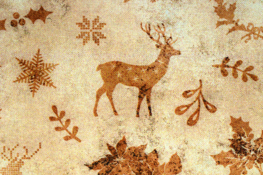 Sepia Christmas fabric, Reindeer fabric, quilting fabric, cotton fabric, Price by the Half Metre The Quilt Sanctuary