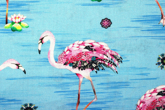 Flamingo fabric, Quilting fabric, cotton fabric, quilting treasures, Fancy Flamingo, Price by the Half Metre The Quilt Sanctuary