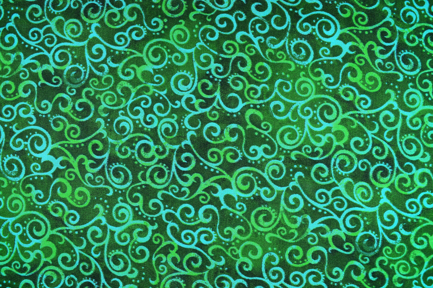Tonal green Extra wide quilt backing fabric, cotton quilting fabric, Ombre Scrolls, price per half metre The Quilt Sanctuary