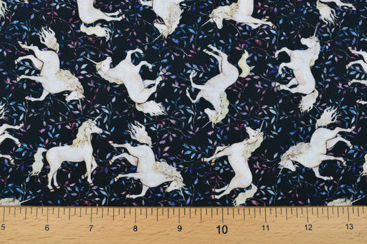 Small black Unicorn fabric, Quilting fabric, cotton fabric, quilting treasures, Mystical, Price by the Half Metre The Quilt Sanctuary