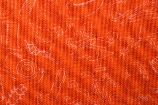 Orange scientific Quilting Fabric, Natural History Museum, cotton fabric - Price by the Half Metre The Quilt Sanctuary