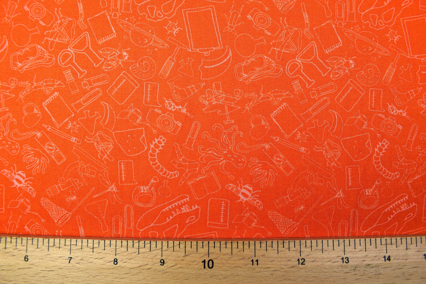 Orange scientific Quilting Fabric, Natural History Museum, cotton fabric - Price by the Half Metre The Quilt Sanctuary