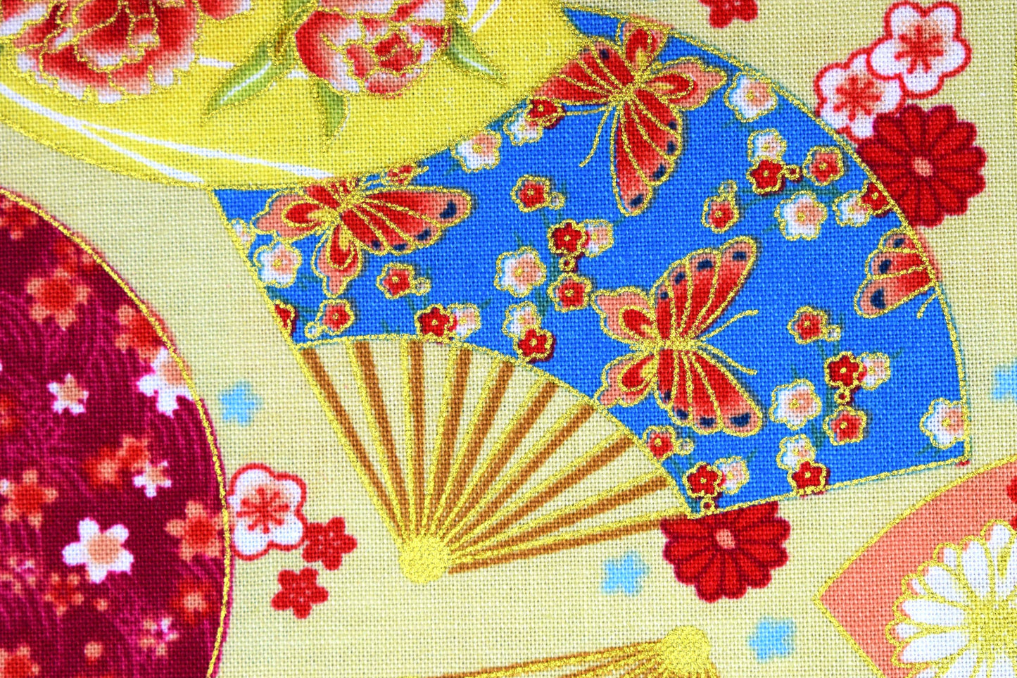 Decorative fan Quilting fabric, cotton fabric, Kyoto Gardens - Price by the Half Metre The Quilt Sanctuary