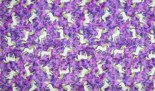 Small pink Unicorn fabric, Quilting fabric, cotton fabric, quilting treasures, Mystical, Price by the Half Metre The Quilt Sanctuary