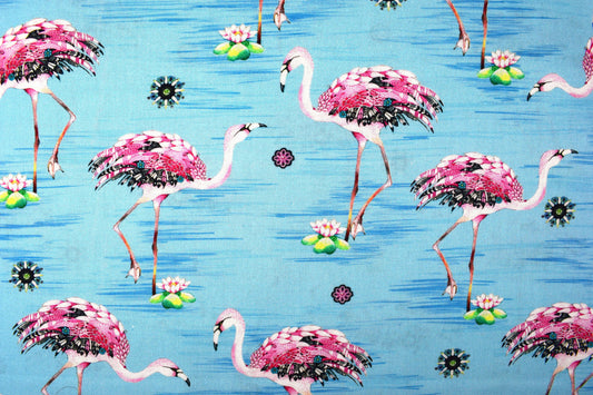 Flamingo fabric fat Quarter Bundle, Quilting fabrics , cotton fabric, Fancy Flamingos The Quilt Sanctuary