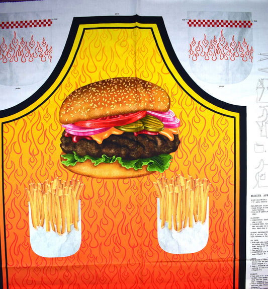 Burger apron, Barbecue apron panel, BBQ apron, craft panel The Quilt Sanctuary