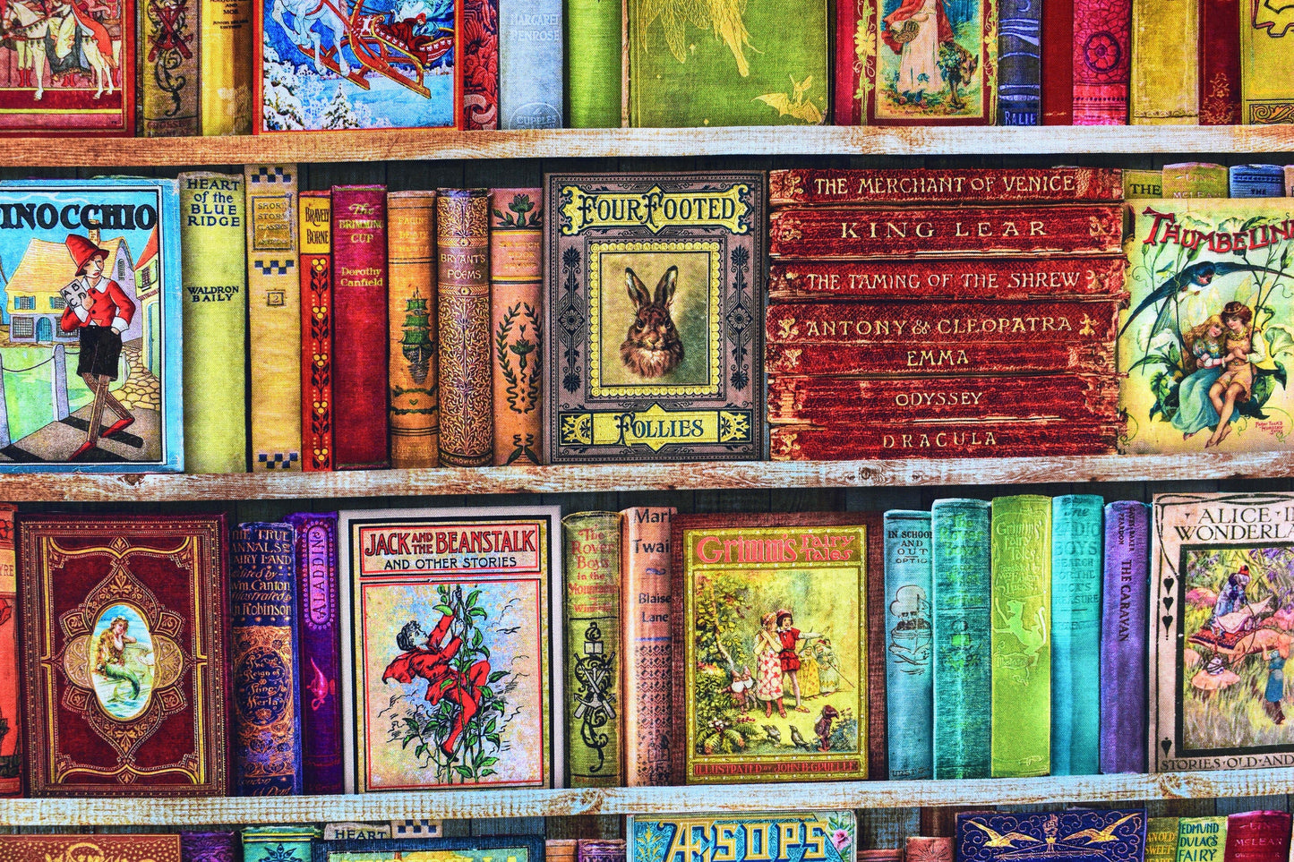 Vintage books fabric, quilting fabric, Library of Rarities robert Kaufman, Price by the Half Metre The Quilt Sanctuary